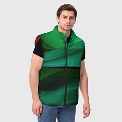 Мужской жилет Зеленые абстрактные волны, цвет: 3D-красный — фото 2