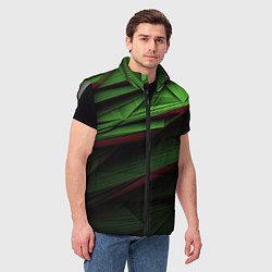 Мужской жилет Зеленые абстрактные полосы, цвет: 3D-светло-серый — фото 2