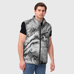 Мужской жилет Черно-белая мраморная абстракция, цвет: 3D-черный — фото 2
