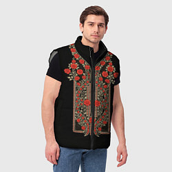 Мужской жилет Растительный цветочный орнамент - красные розы на, цвет: 3D-светло-серый — фото 2