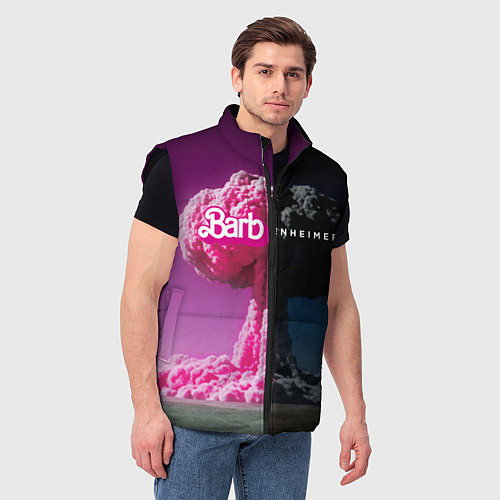 Мужской жилет Barbenheimer - meme - nuclear explosion / 3D-Черный – фото 3