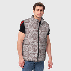 Мужской жилет Паттерн с деревянной кружкой и шашлыком в стиле кр, цвет: 3D-красный — фото 2