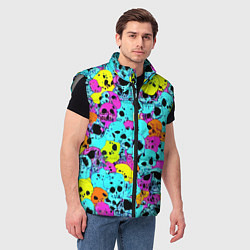 Мужской жилет Паттерн из черепов - поп-арт - иллюзия, цвет: 3D-светло-серый — фото 2