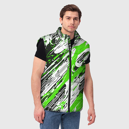 Мужской жилет Спонтанные брызги зелёные / 3D-Черный – фото 3