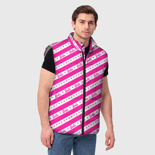 Мужской жилет Барби и розовые полосы / 3D-Светло-серый – фото 3