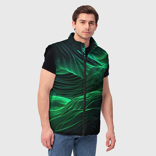 Мужской жилет Зеленая абстракция / 3D-Черный – фото 3