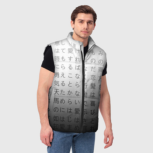 Мужской жилет Black and white hieroglyphs / 3D-Черный – фото 3