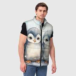 Мужской жилет Милые пингвины акварель, цвет: 3D-черный — фото 2