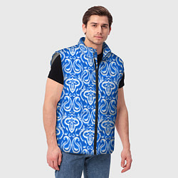 Мужской жилет Синий этнический орнамент, цвет: 3D-светло-серый — фото 2