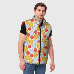 Мужской жилет Красные, желтые и голубые пузыри, цвет: 3D-красный — фото 2