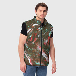 Мужской жилет Космические кибер схемы Красные, цвет: 3D-черный — фото 2