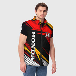 Мужской жилет Honda - красный и оранжевый, цвет: 3D-черный — фото 2