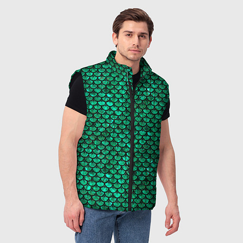Мужской жилет Кожа изумрудного дракона / 3D-Черный – фото 3