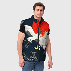 Мужской жилет Кимоно с японскими журавлями, цвет: 3D-светло-серый — фото 2