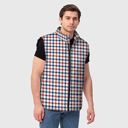 Мужской жилет Полосатый сине-красный клетчатый, цвет: 3D-черный — фото 2