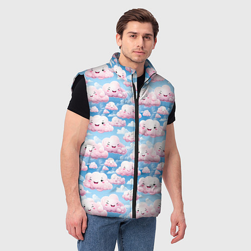 Мужской жилет Кавайные милые облока / 3D-Черный – фото 3