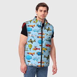 Мужской жилет Самолёты и вертолёты, цвет: 3D-красный — фото 2
