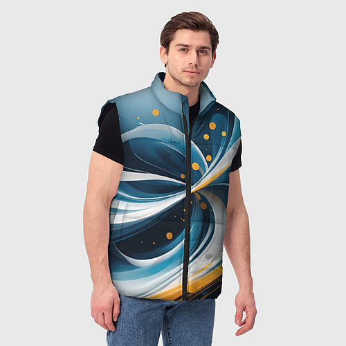 Мужской жилет Закрученная абстракция от нейросети / 3D-Черный – фото 3