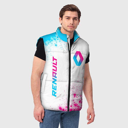 Мужской жилет Renault neon gradient style: надпись, символ / 3D-Черный – фото 3