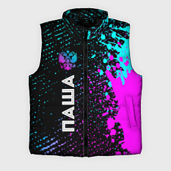 Мужской жилет Паша и неоновый герб России: по-вертикали, цвет: 3D-черный
