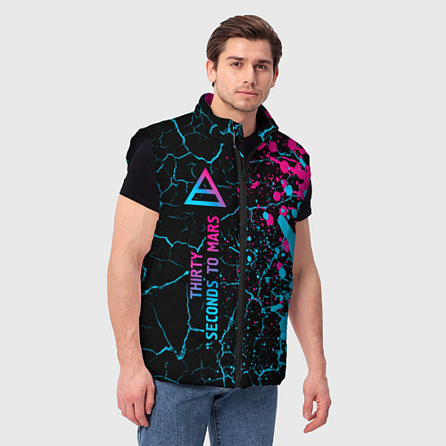 Мужской жилет Thirty Seconds to Mars - neon gradient: по-вертика / 3D-Черный – фото 3