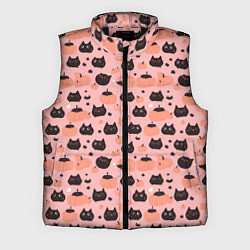 Мужской жилет Чёрные коты с тыквами на хэллоуин, цвет: 3D-черный