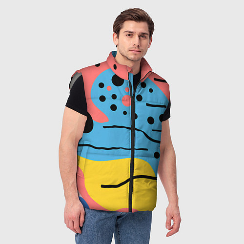 Мужской жилет Абстракция с черными пятнами на разноцветном фоне / 3D-Светло-серый – фото 3