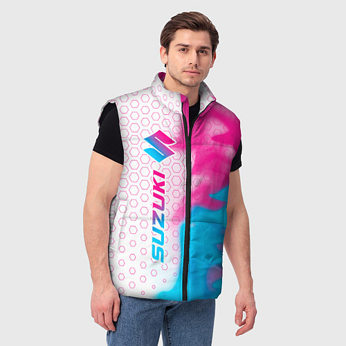 Мужской жилет Suzuki neon gradient style: по-вертикали / 3D-Черный – фото 3