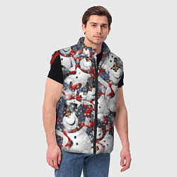 Мужской жилет Зимний паттерн со снеговиками, цвет: 3D-красный — фото 2
