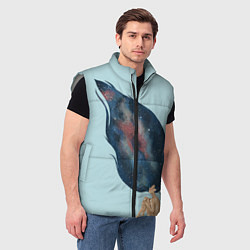Мужской жилет Девушка космос в волосах, цвет: 3D-светло-серый — фото 2