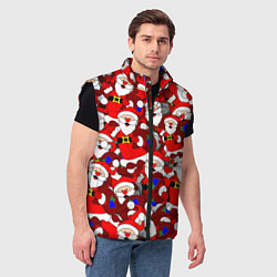 Мужской жилет Новогодний паттерн с дедами морозами, цвет: 3D-черный — фото 2