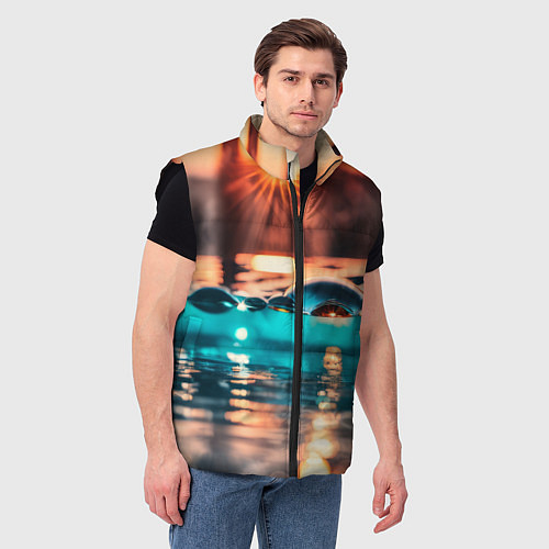 Мужской жилет Поверхность воды на закате макро / 3D-Черный – фото 3