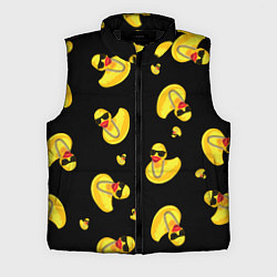 Мужской жилет Жёлтая уточка в в темных очках и цепочке на черном, цвет: 3D-черный