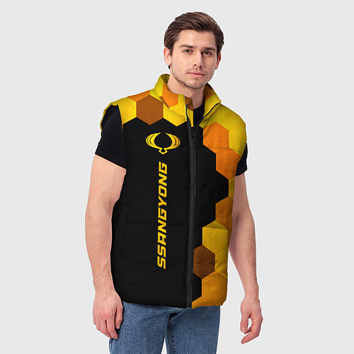 Мужской жилет SsangYong - gold gradient: по-вертикали / 3D-Черный – фото 3