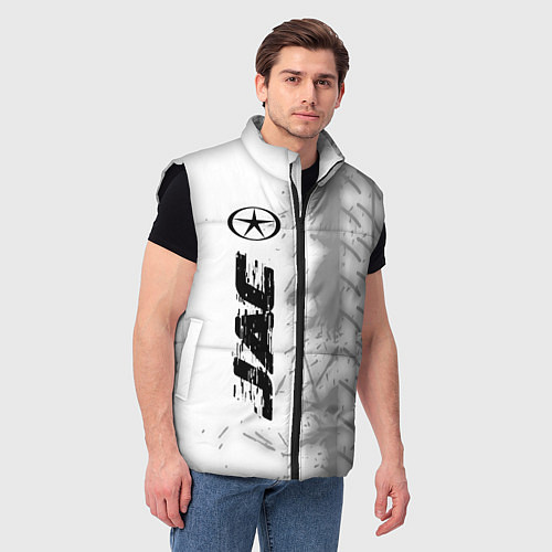 Мужской жилет JAC speed на светлом фоне со следами шин: по-верти / 3D-Черный – фото 3
