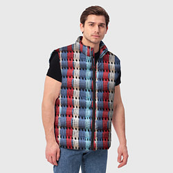 Мужской жилет Вязаный узор разноцветные вертикальные полосы, цвет: 3D-черный — фото 2