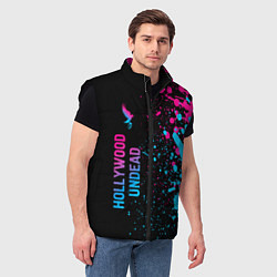 Мужской жилет Hollywood Undead - neon gradient: по-вертикали, цвет: 3D-черный — фото 2