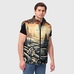 Мужской жилет Зимний предновогодний пейзаж, цвет: 3D-светло-серый — фото 2