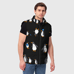 Мужской жилет Веселая семья пингвинов, цвет: 3D-черный — фото 2