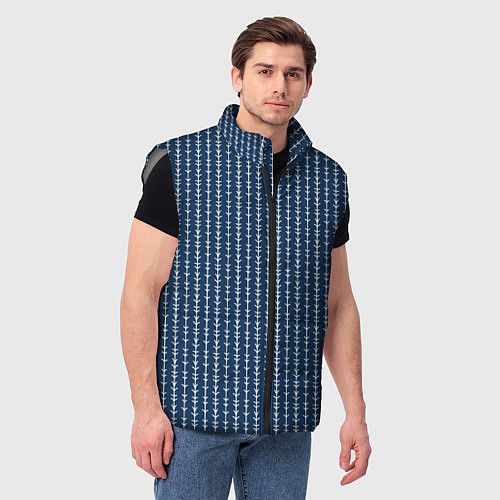Мужской жилет Тёмно-синий полосатый / 3D-Светло-серый – фото 3