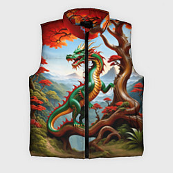 Мужской жилет Зеленый деревянный дракон, цвет: 3D-красный