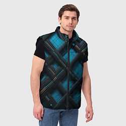 Мужской жилет Тёмно-синяя диагональная клетка, цвет: 3D-черный — фото 2