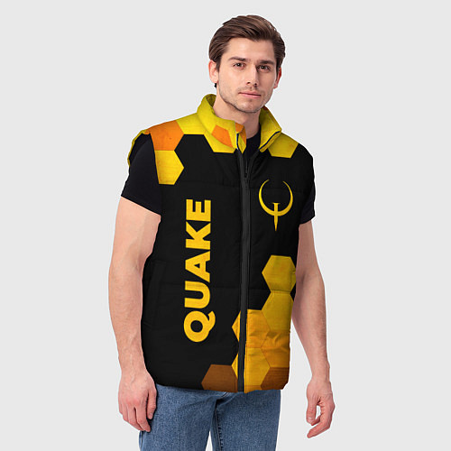 Мужской жилет Quake - gold gradient вертикально / 3D-Черный – фото 3