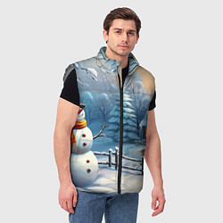 Мужской жилет Новый год и снеговик, цвет: 3D-светло-серый — фото 2