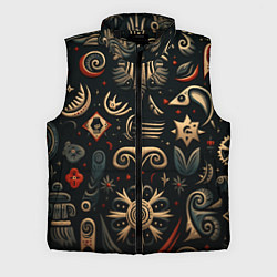 Мужской жилет Абстрактный узор в славянском стиле на тёмном фоне, цвет: 3D-черный