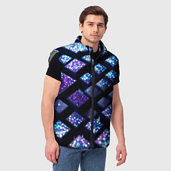 Мужской жилет Цветные объёмные кубики - нейросеть, цвет: 3D-светло-серый — фото 2