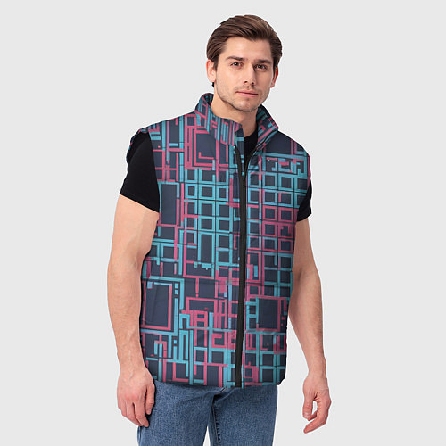 Мужской жилет Разноцветные толстые линии / 3D-Черный – фото 3