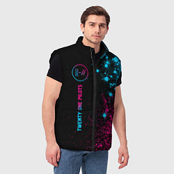 Мужской жилет Twenty One Pilots - neon gradient по-вертикали, цвет: 3D-черный — фото 2