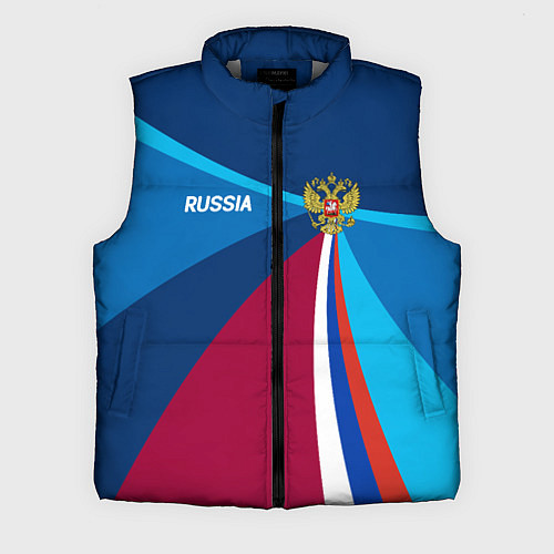 Мужской жилет Герб и триколор России с геометрией / 3D-Светло-серый – фото 1