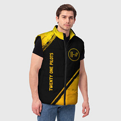 Мужской жилет Twenty One Pilots - gold gradient вертикально, цвет: 3D-черный — фото 2